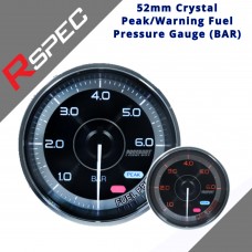 R-SPEC 52mm Crystal Peak/Warning Fuel Pressure Gauge (BAR) Car Gauge